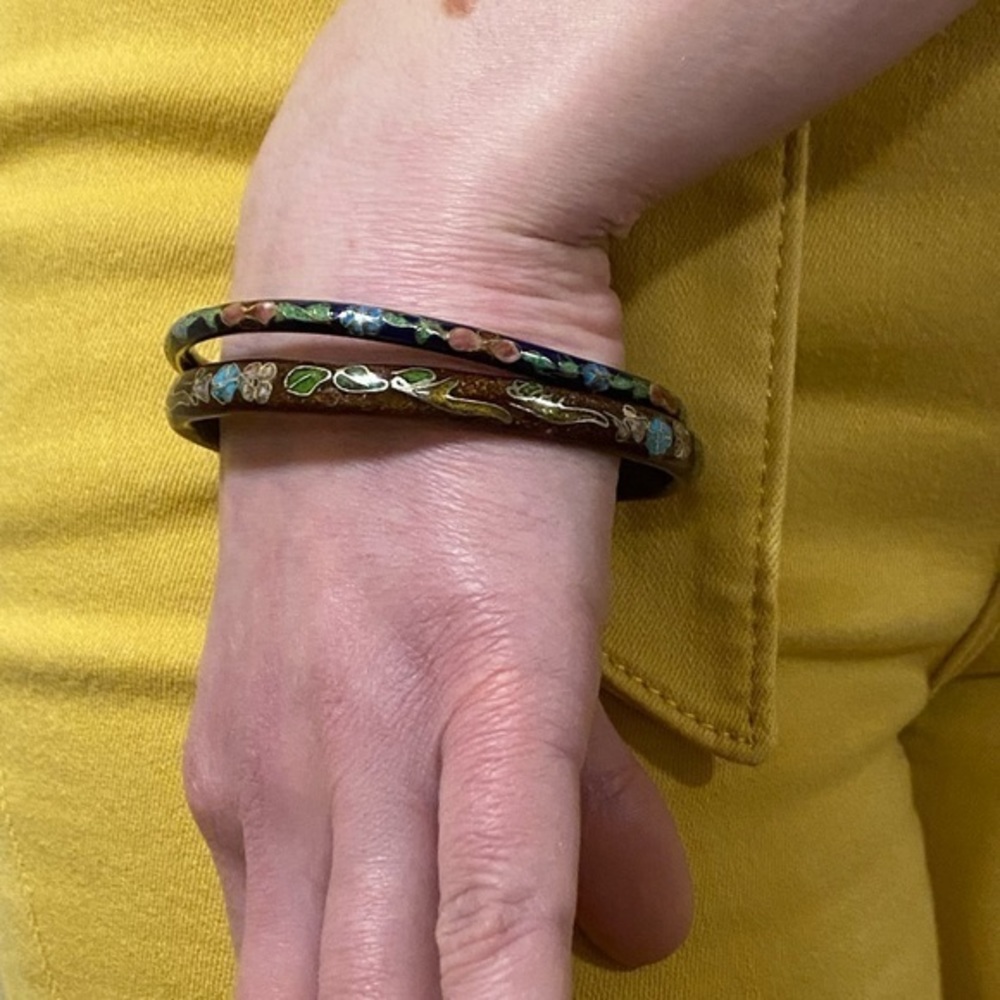 Floral painted Bohemian Bangle Set